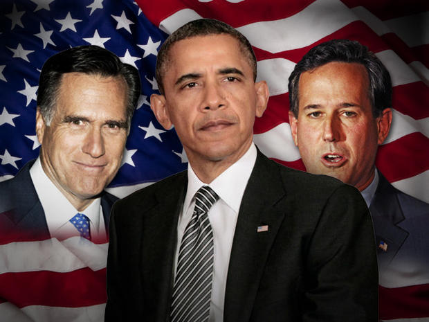President Obama, Mitt Romney, Rick Santorum 