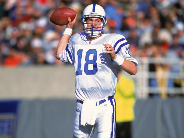 Peyton Manning of the Indianapolis Colts gets ready to pass  