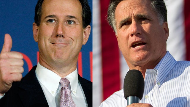 Rick Santorum and Mitt Romney 
