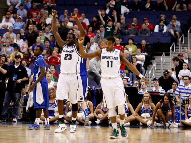 Draymond Green and Keith Appling celebrate 