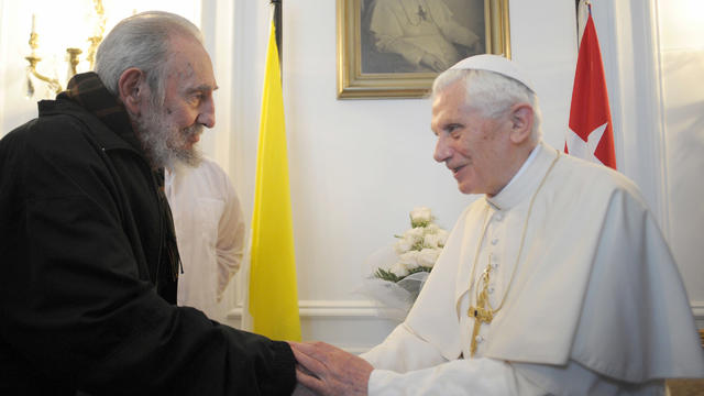 In this picture made available by the Vatican newspaper Osservatore Romano Pope Benedict XVI meets with Fidel Castro in Havana, Wednesday, March 28, 2012.  