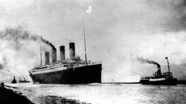 Titanic sails out of Southampton, England, April 10, 1912 
