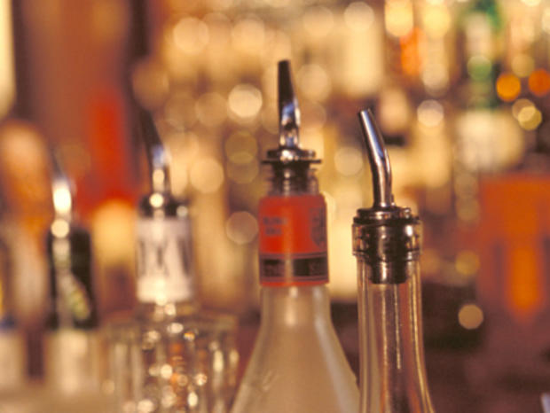 Bottles of Liquor at a Bar 