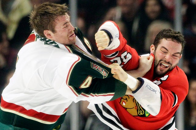 Clayton Stoner fights with Brandon Bollig 
