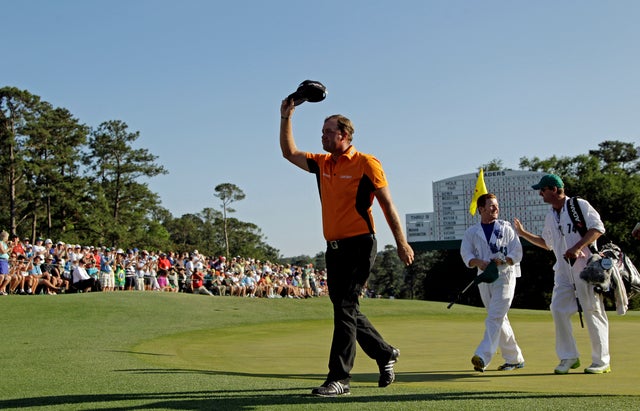 Peter Hanson salutes the gallery  