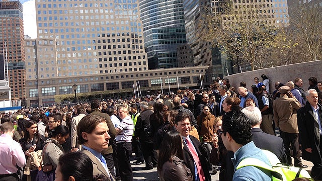 2 World Financial Center was evacuated after a suspicious package was found in the building's mail room, April 12, 2012. 