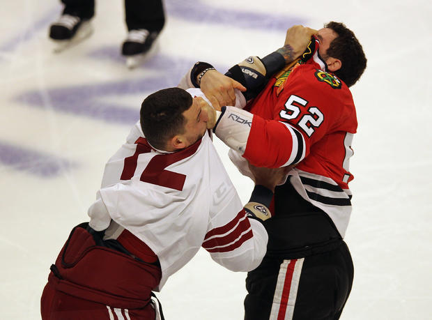 Brandon Bollig fights with Paul Bissonnette 