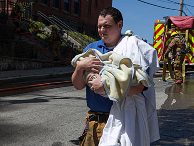 Woonsocket Firefighter With Baby 