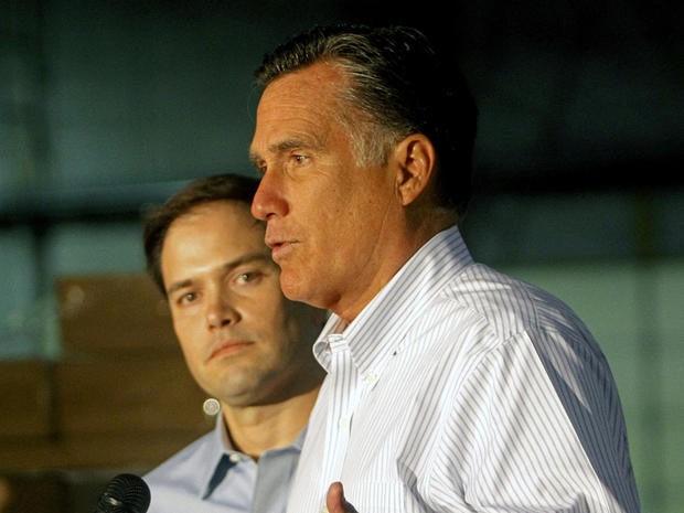 Mitt Romney, right, with Marco Rubio 