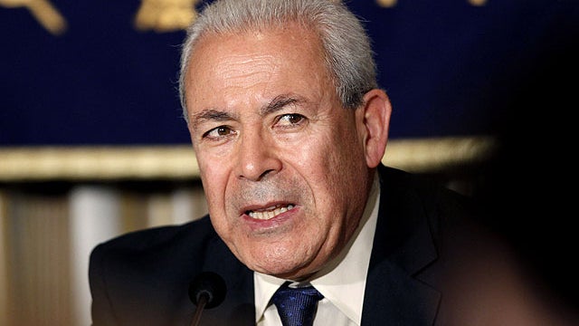 Chief of Syria's major opposition political group Syrian National Council Burhan Ghalioun speaks during a press conference in Tokyo, May 11, 2012.  