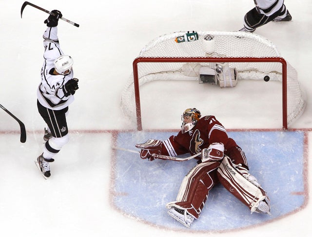 Dwight King celebrates his goal 