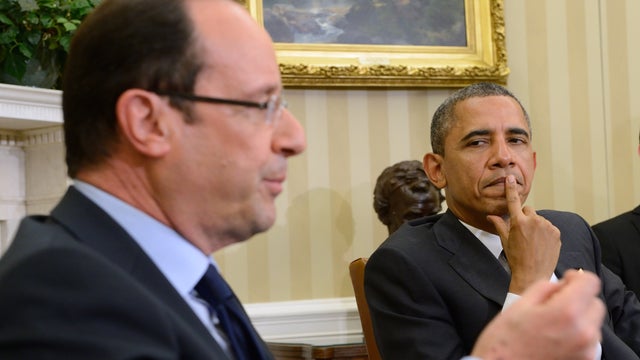 President Obama with French President Francois Hollande in the Oval Office  