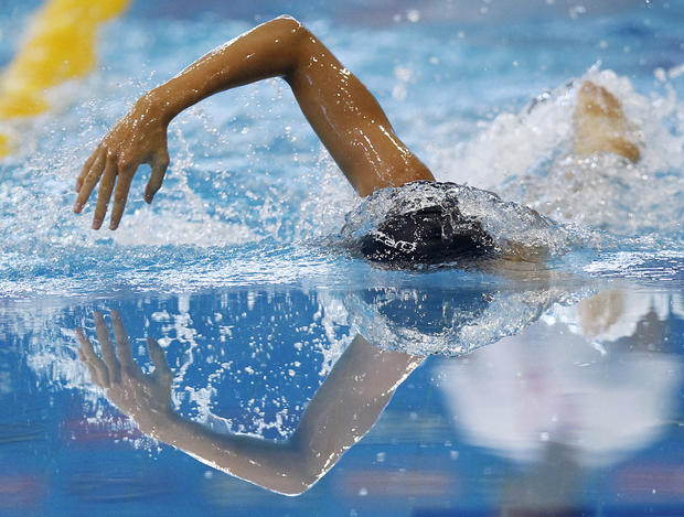 Jean-Baptiste Febo swims a Men's 400 meter heat  