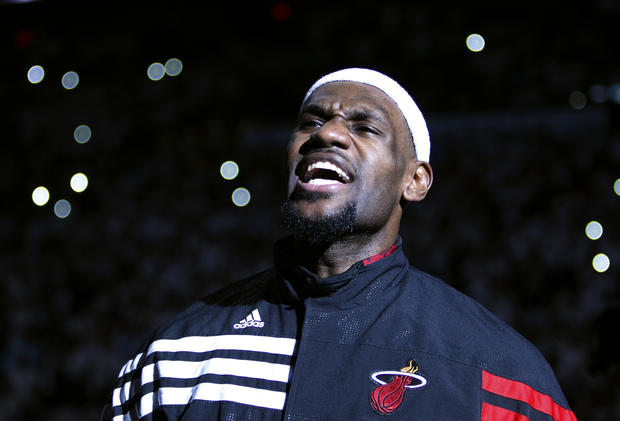LeBron James yells as he is introduced 