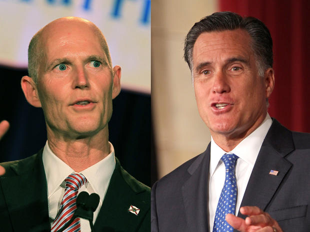 Florida Governor Rick Scott and Republican presidential candidate Mitt Romney 