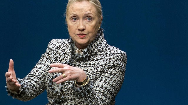 U.S. Secretary of State Hillary Clinton speaks during a forum with students at the Royal Library in Copenhagen, Denmark, May 31, 2012.  