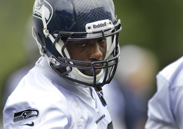 Brian Banks pauses during a workout with the Seattle Seahawks 