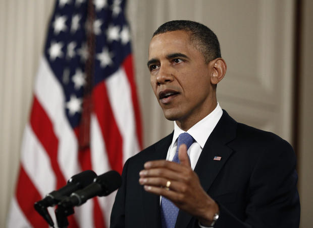 President Barack Obama speaks in the East Room of the White House 