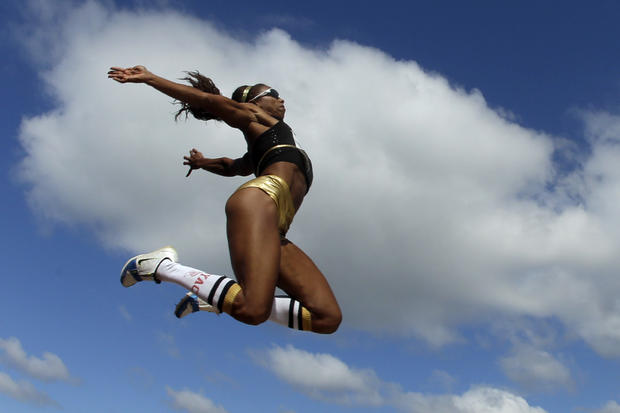 Brianna Glenn competes in the women's long jump  