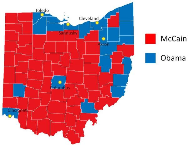 Ohio map 2008 election 