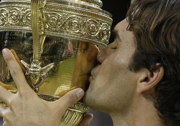 Roger Federer of Switzerland celebrates  