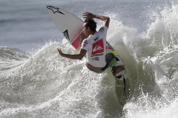 Surfer Gavin Gillete competes during the Quiksilver Cup 