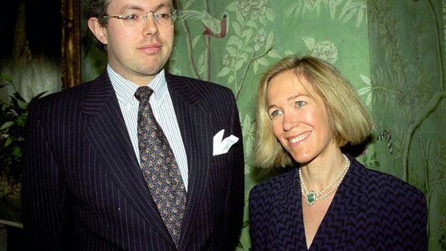 Eva Rausing and her husband Hans Kristian Rausing are seen Nov. 26, 1996, at Winfield House, the London residence of the U.S. ambassador to the United Kingdom. 