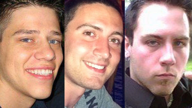 From left to right: Jon Blunk, Alex Teves and Matt McQuinn were killed at a midnight movie theater shooting in Aurora, Colo., Friday while protecting their girlfriends from bullets. 
