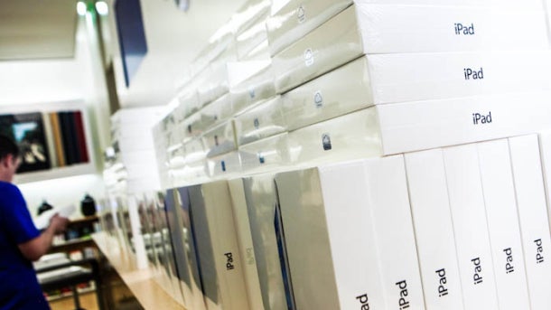 Third-generation iPads piled up at Apple's San Francisco store during the product's launch back in March. 
