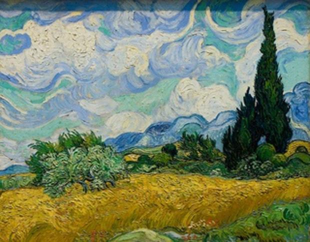 Wheat Field with Cypresses 