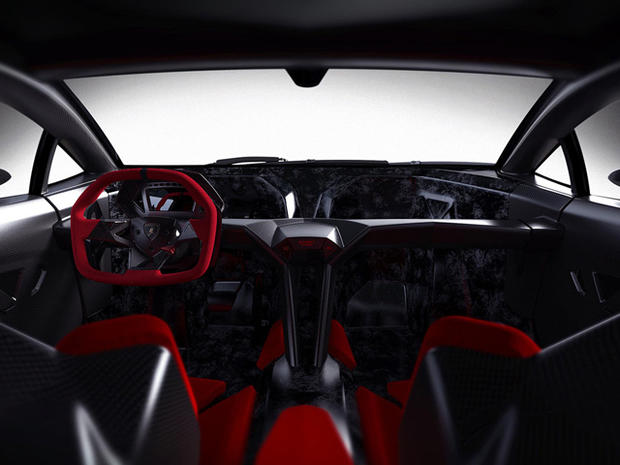 The lightweight dashboard is seen inside the Lamborghini Sesto Elemento, a multimillion-dollar concept car. 