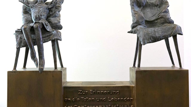 This bronze statue by artist Bonifatius Stirnberg on display in Stolberg, Germany was created in remembrance of children born without limbs because of thalidomide. The inscription on the statue called "the sick child" reads: "In Remembrance of the Dead an 