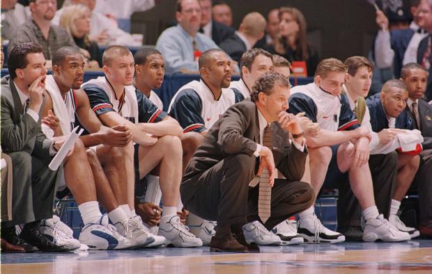  Jim Calhoun of the UConn Huskies and the entire bench  