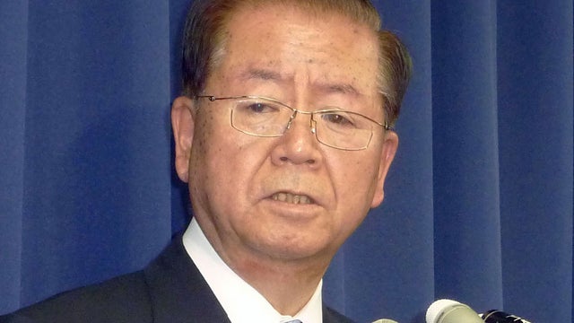 Japanese Justice Minister Makoto Taki announces that Japan has hanged two death-row prisoners, during a news conference at Justice Ministry in Tokyo on Thursday, Sept. 27, 2012.  