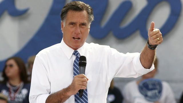 Republican presidential candidate, former Massachusetts Gov. Mitt Romney speaks in Portsmouth, Ohio, in this Oct. 13, 2012 file photo. 
