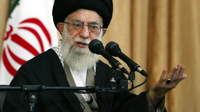 Iranian Supreme Leader Ayatollah Ali Khamenei speaks to a large group of Basij militia, not shown, during a tour of northeastern Iran Oct. 15, 2012, in this picture released by an official website of the Iranian supreme leader's office. 
