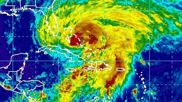 A satellite image showing Hurricane Sandy, as of October 25, 2012, 6:30 p.m. ET. 