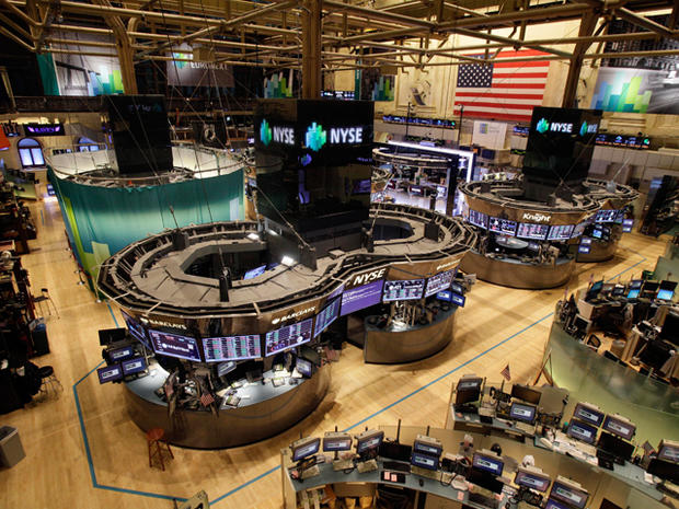 The trading floor of the New York Stock Exchange  is empty as New York's financial district braces for the onslaught of Hurricane Sandy 