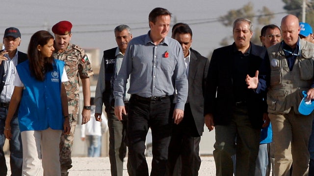 Britain's Prime Minister David Cameron during a visit to Zaatari refugee camp in Mafraq, Jordan 