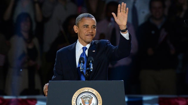 President Obama gives a re-election victory speech 