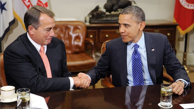 Obama, congressional leaders talk "fiscal cliff" 