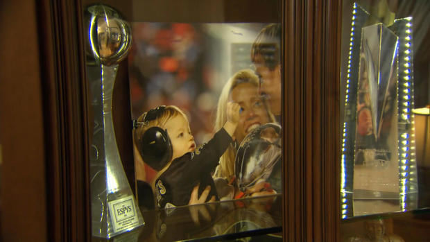 This iconic picture of Drew, Brittany and Baylen at the Super Bowl is located front and center in the room. 