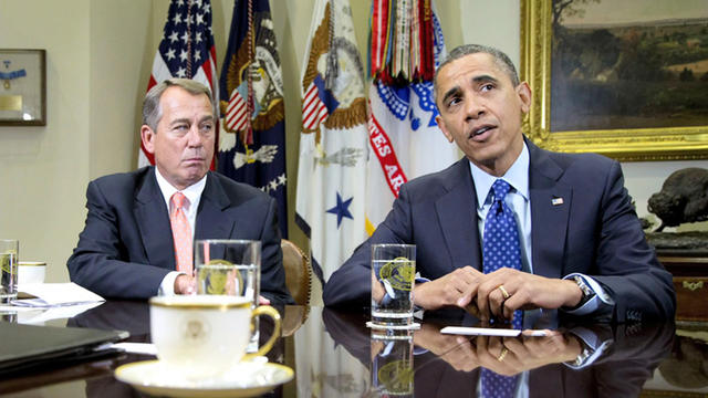 Obama, Boehner talk "cliff" behind closed doors  