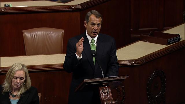 Boehner presses Obama on "fiscal cliff" spending cuts 