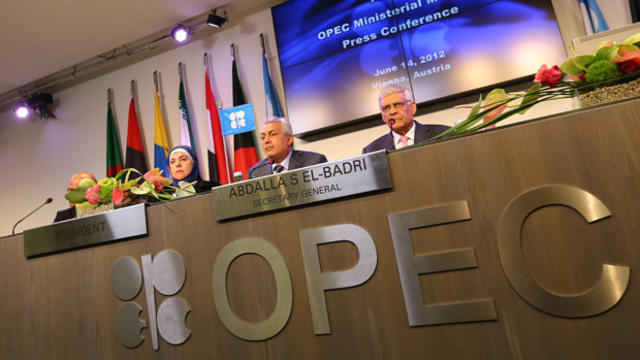 OPEC leaders attend a press conference on June 14, 2012, in Vienna. 