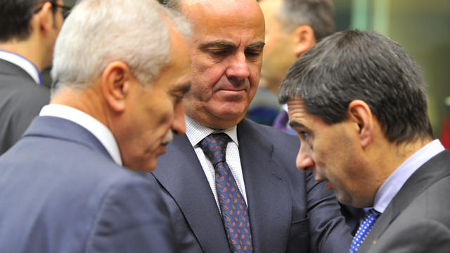 Cypriot Finance Minister Vassos Shiarly, Spanish Finance Minister Luis De Guindos, Portuguese Finance Minister Vitor Gaspar  