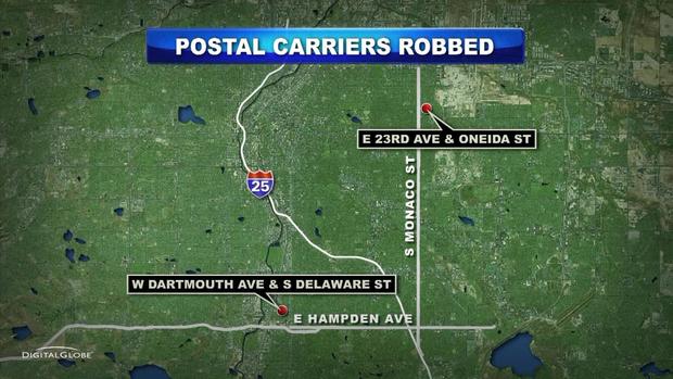 POSTAL CARRIER ROBBERIES map 