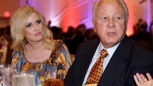 In his first formal public appearance since being released from house arrest, former Louisiana Gov. Edwin Edwards and then-fiance Trina Grimes Scott greet media and friends at reception and diner where his biographer was to receive Historic Preservation a 