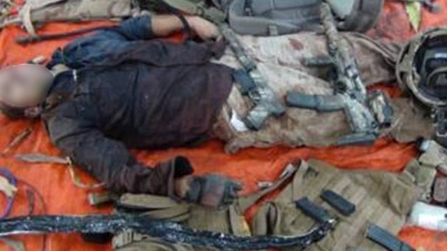 Purportedly the body of a slain French commando killed in Somalia 