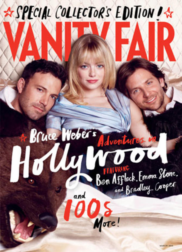 Actors Ben Affleck, Emma Stone and Bradley Cooper grace the cover of Vanity Fair's March 2013 Hollywood issue 